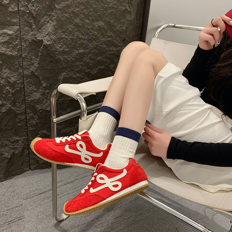 Wang Yibo Style Color-Blocking Versatile Gat Sneakers for Women 20226 Spring/Summer Retro Casual Lace-Up Shoes Wang Yibo Style Color-Blocking Versatile Gat Sneakers for Women 20226 Spring/Summer Retro Casual Lace-Up Shoes