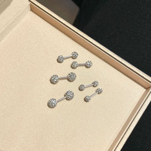 Ear Bone Nails for Women Japanese and Korean New Niche Design Ear Nails Xiaohongshu Blogger Highly Recommends the Trendy Double-ended Round Zircon Earrings