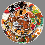 50张西部牛仔涂鸦个性跨境炫酷潮流批发DIY手机壳行李箱贴纸防水