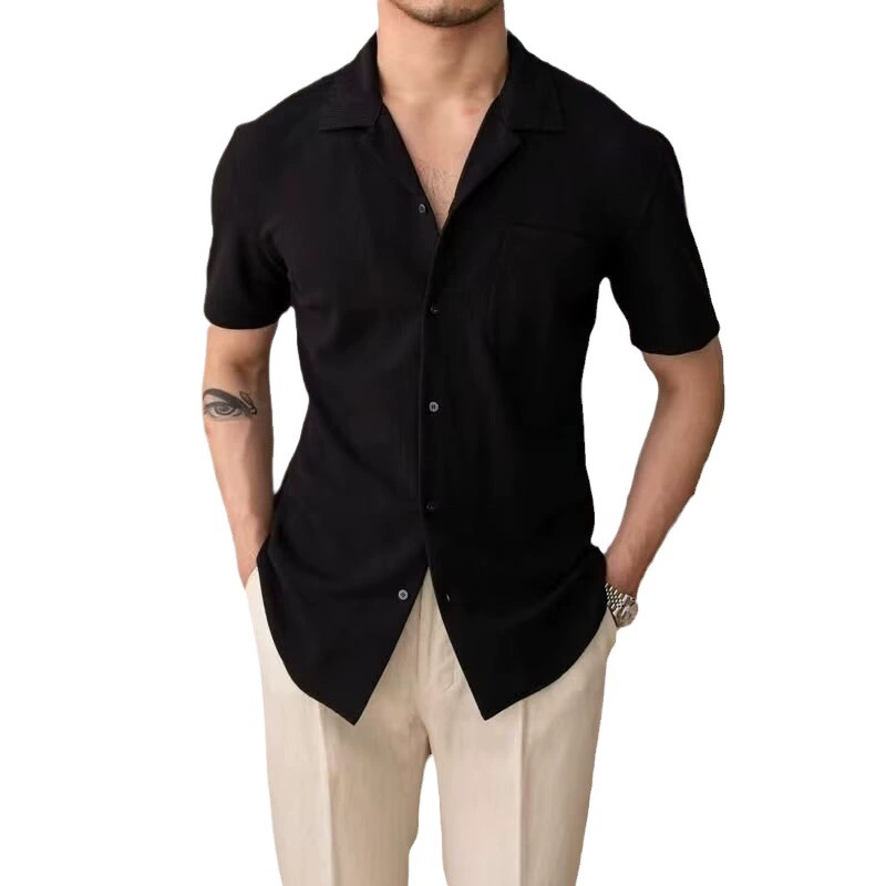 Silk summer thin shirt, with short sleeve