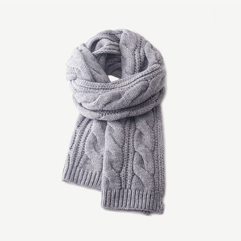 Einfarbig für Damen im Winter 2024, neuer Trend, vielseitiger Schal, gestrickt, dick, warm und süß_voghion.com