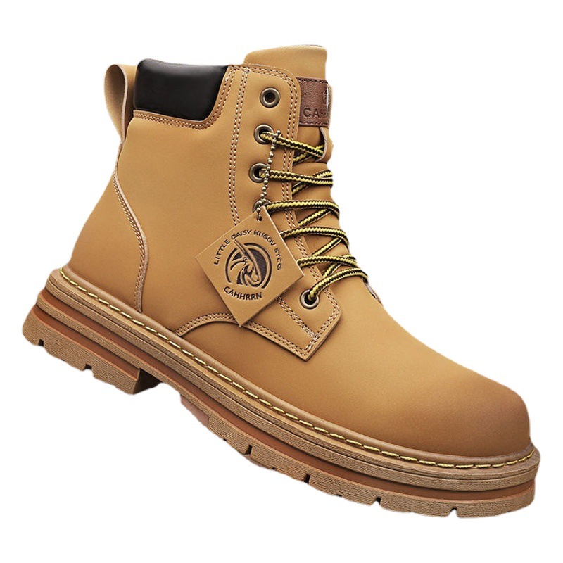 Botas Martin de estilo europeo para hombre, otoño 2024, estilo británico, botas amarillas, suela blanda, botas cortas retro, botas de trabajo, estilo vintage