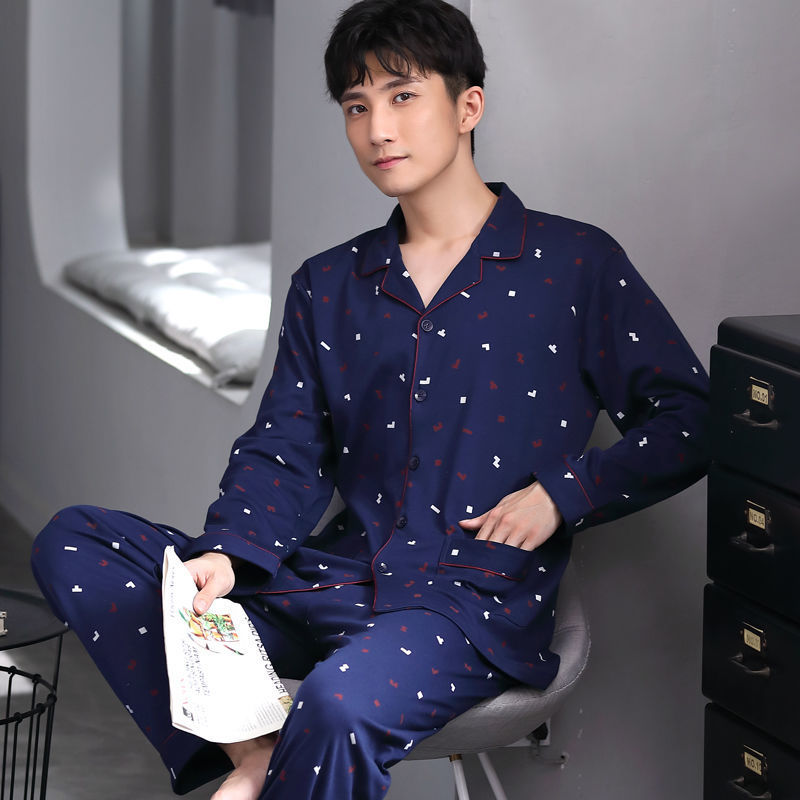 100% primavera y otoño pijamas hombres de algodón de manga larga más tamaño de los hombres casual traje de desgaste para el hogar