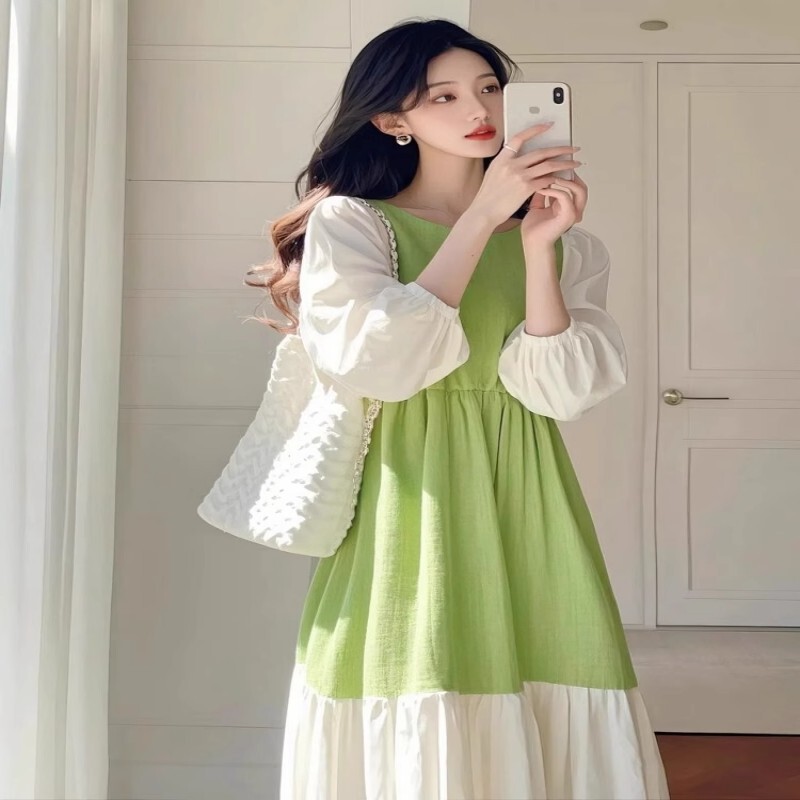 哺乳衣连衣裙春季哺乳上衣外出辣妈2025新款拼接秋装气质喂奶裙子|undefined