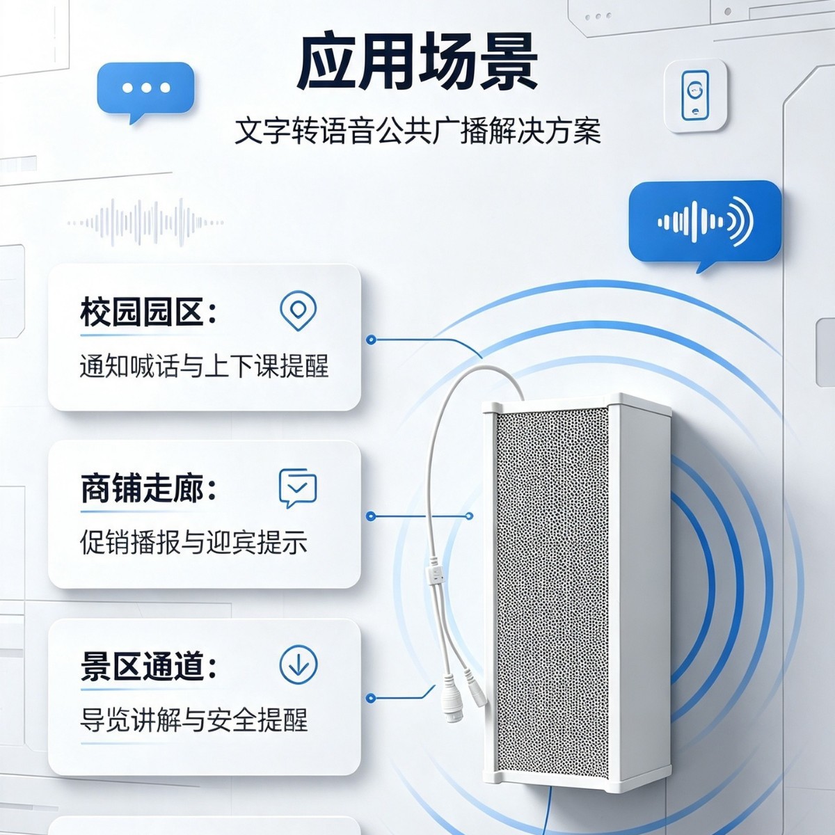 WiFi 文转语音柱 壁挂音柱 文字播报远程喊话音柱有SDK可二次开发
