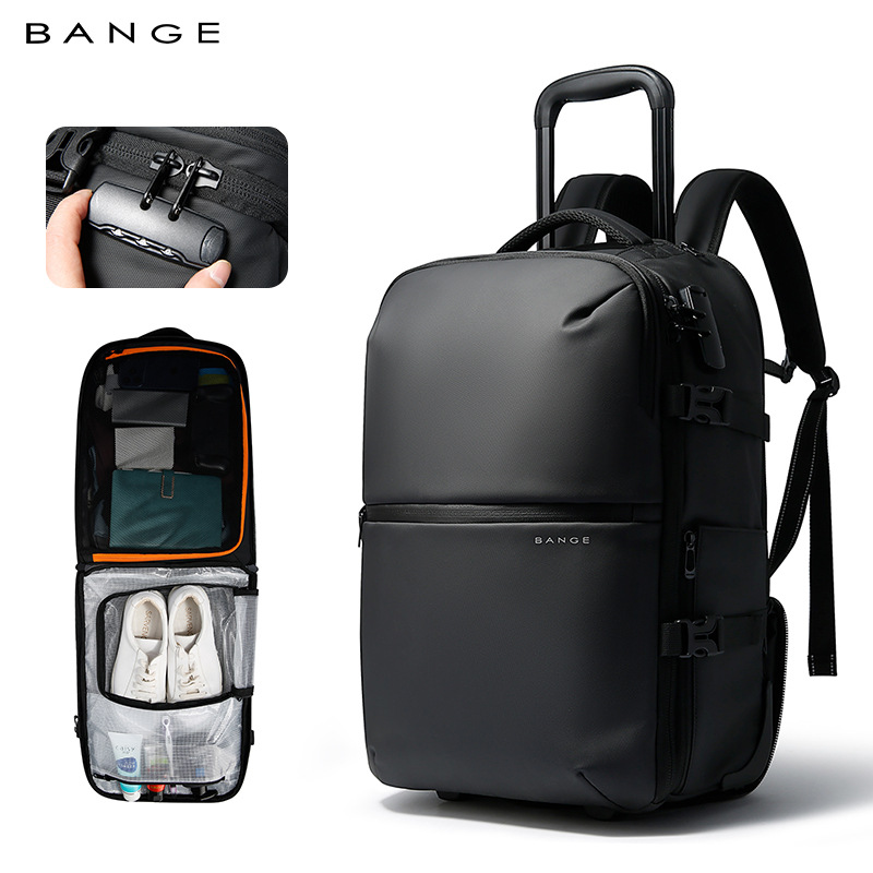 Bange's New High-End Men's Backpack, Large-Capacity Business Travel Trolley Backpack, Computer Bag, Travel Bag