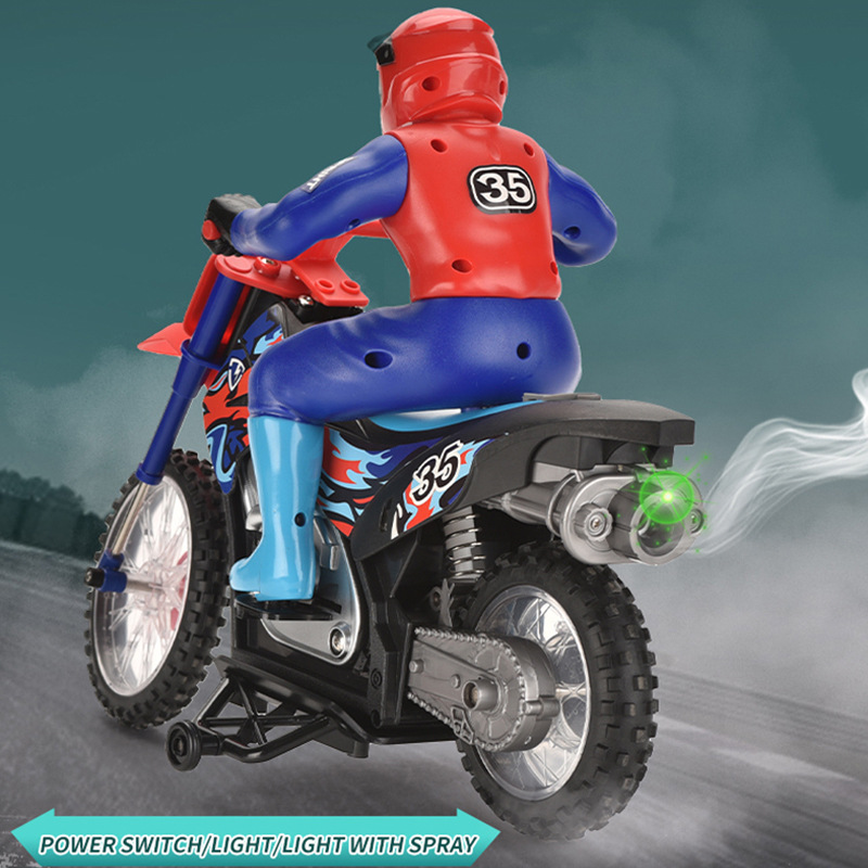 2.4G Motorcycle Stunt Spray Light Rechargeable Boys Remote Control Car Model Children's Toy_voghion.com