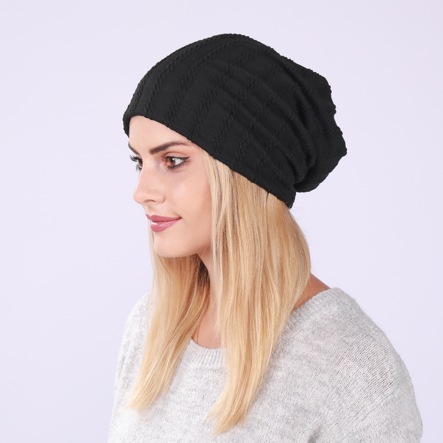 Pullover modello lino da donna nuovo uomo primavera e autunno sottile doppio strato copricapo panno di cotone tinta unita cappello in pile_voghion.com