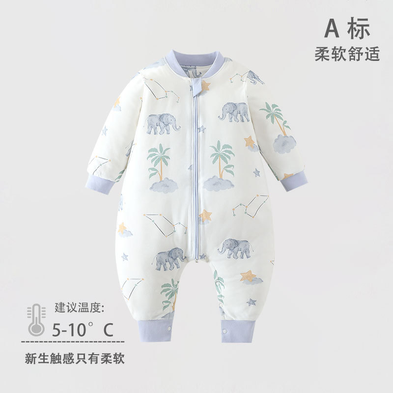 Children's Quilted Split-Leg Sleeping Bag, Winter Thickeneded Constant Temperature Jumpsuit, Infant Baby Pajamas, Category a Baby Clothes