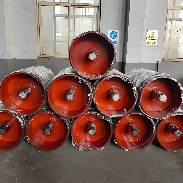 Minería de transmisión rodillo de revestimiento de pegamento máquina de cinturón rodillo eléctrico transportador rodillo de redirección de superficie lisa fábrica de rodillos