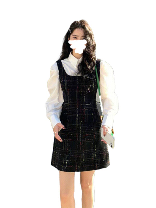 法式小香风套装裙女两件套2025春秋新款感背带裙套装洋气减龄|undefined