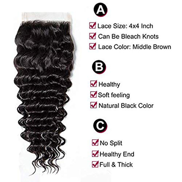 Cross-Border Wig 4X4 Deep Wave Lace Closure Human Hair Hd Lace Closure Pre-Plucked 100% Brazilian Human Hair Cross-Border Wig 4X4 Deep Wave Lace Closure Human Hair Hd Lace Closure Pre-Plucked 100% Brazilian Human Hair