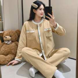 2026羊绒带胸垫秋冬新款睡衣女家居服套装