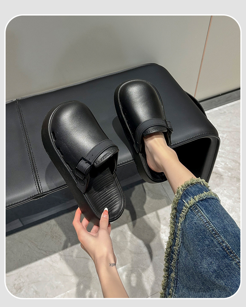 朕仔-金属扣-皮纹拖鞋_15