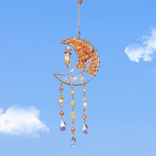 European and American WISH Amazon foreign trade new red agate stone small life tree sun catcher Crystal AB colored ball pointed beads