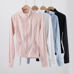 define外套女瑜伽上衣長袖修身運動夾克健身拉鏈開衫速干防曬純欲