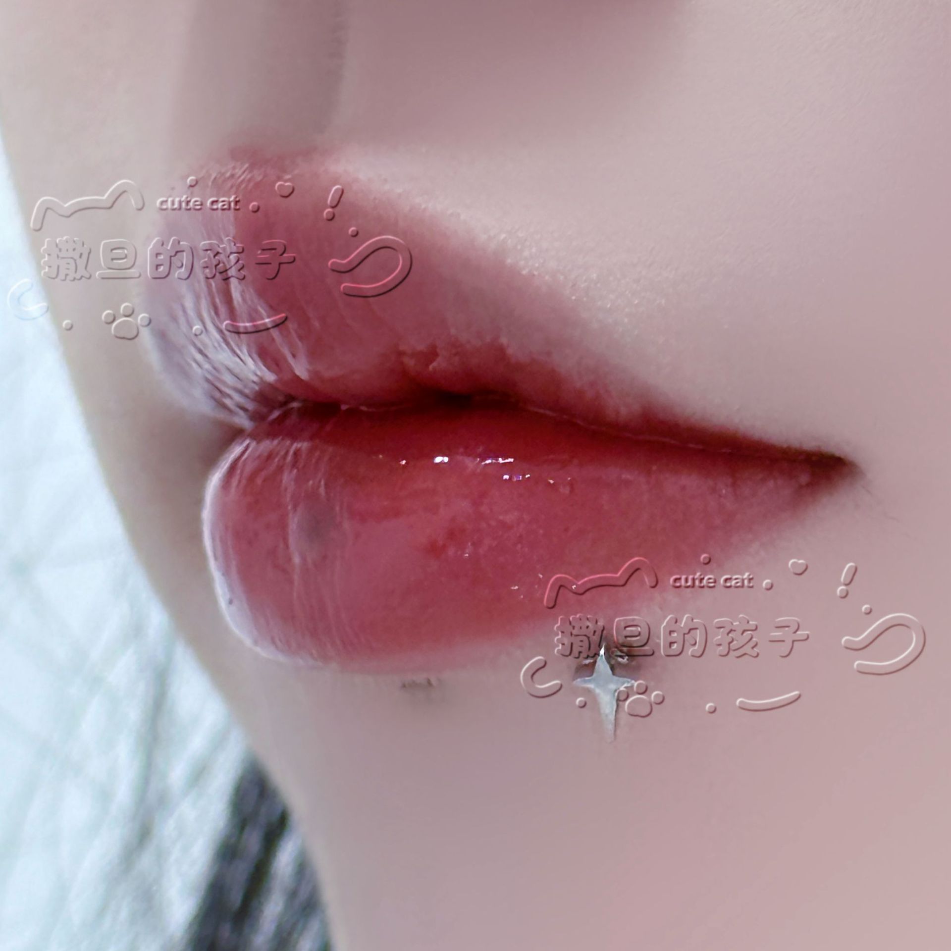 Pointed labret stud close-up product detail