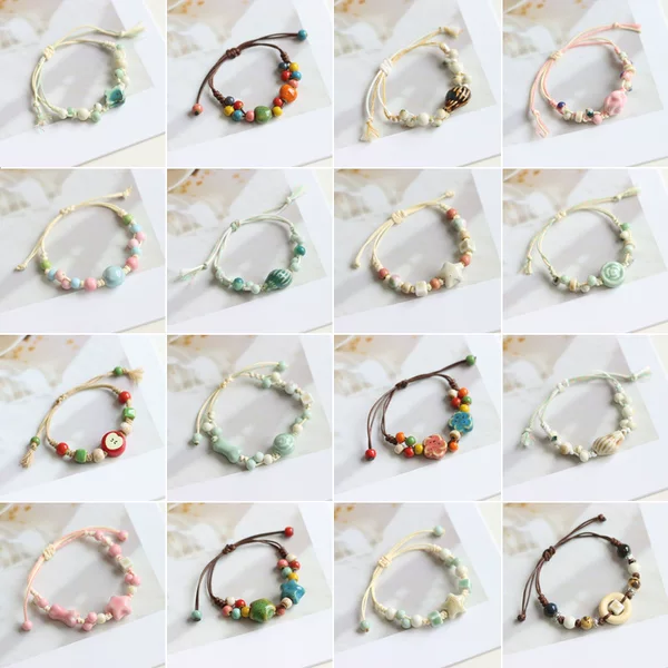 Manufacturer's Supply of Ethnic Style Artistic Woven Jingdezhen Ceramic Bracelets for Students and Children Wholesale 393