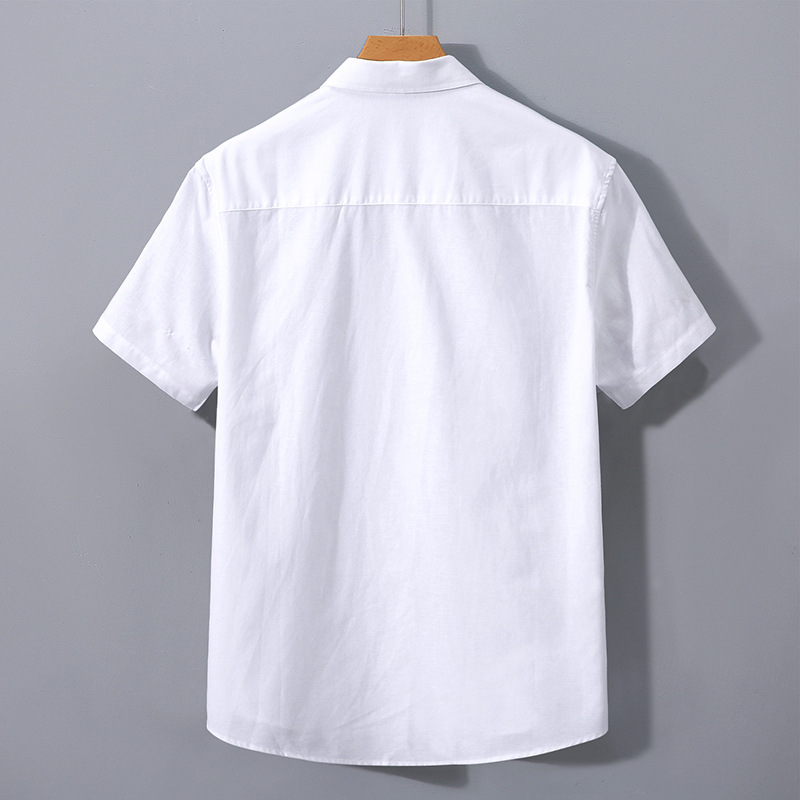 Herren Kurzarmhemd Baumwolle Casual Besticktes Revershemd_voghion.com