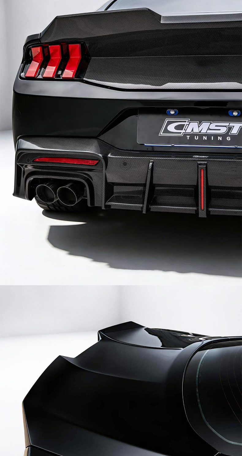 Suitable for Ford Mustang modifications: CMST carbon fiber front splitter, rear lip, side skirts, wind deflectors, hood, and fender flares