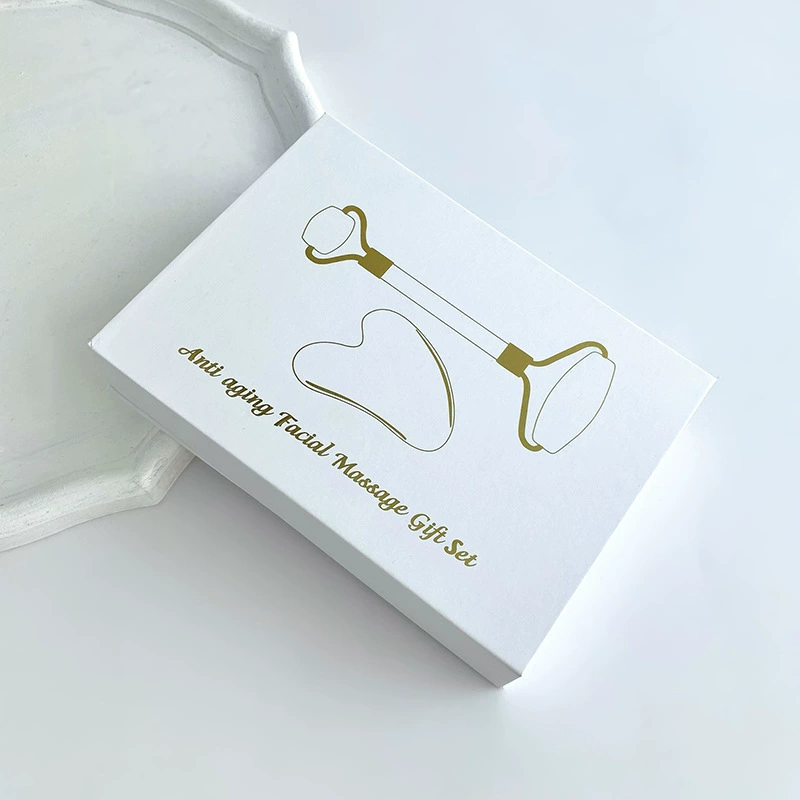 Jade Face Massager — Double-Sided Roller & Gua Sha, Metal Frame, Gift Box Options