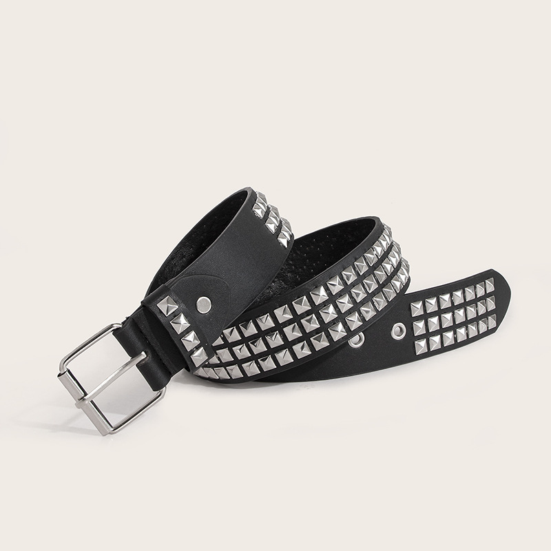 La moda europea y americana de las mujeres remache punk estrella de cinco puntas Ojo de aire chica caliente trabajo pesado cinturón decorativo