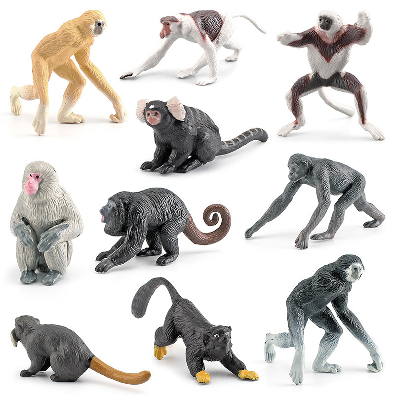 Modelo de primate de simulación transfronteriza Mini mono de nariz larga Gibbon gorila Lemur adornos estáticos traje