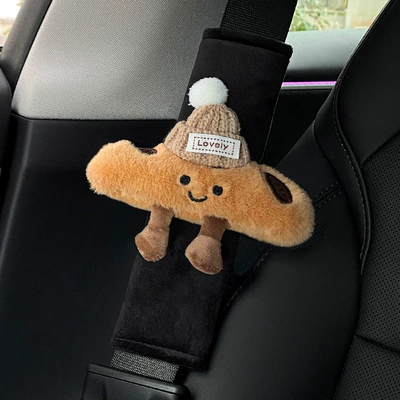 Sürətlər qutusu və əl tormozu başlıqları Cute Hornbag Car Safety Belt - black-velvet-shoulder-cover-khaki-hat-baguette-single