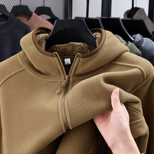 品牌男装摇粒绒抓绒衣男加厚御寒时尚连帽外套运动休闲拉链卫衣潮