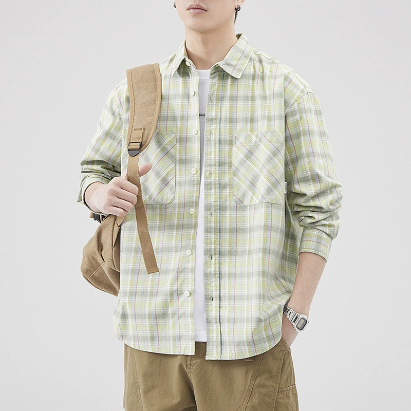 Demi-season Japanese retro cotton shirt for leisure