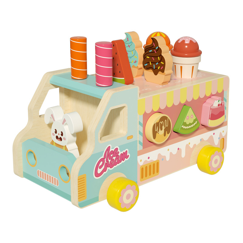 Juguetes de madera multifuncional para niños y niñas, juguetes de madera para niños y niñas, postres para niños y niñas, helados, helados