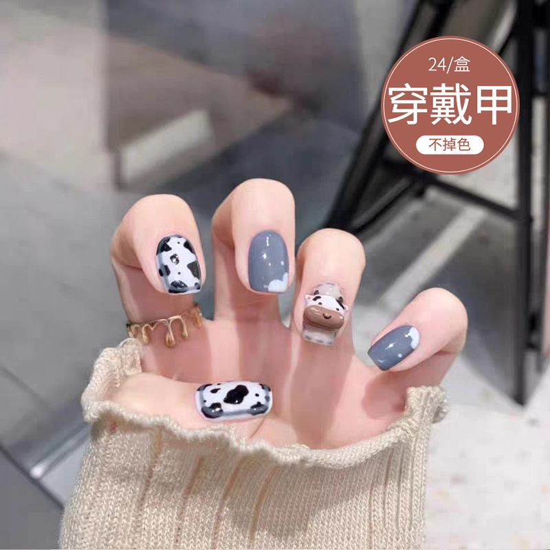 D023 Fake Nail Patch Removable Summer Cow Nail Wear Nail Patch Nail Patch Nail Patch Finished Nail Patch Short