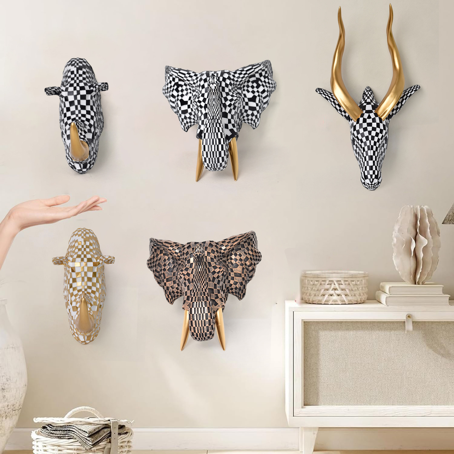 Cross-border new mosaic antelope elephant rhinoceros wall hanging…