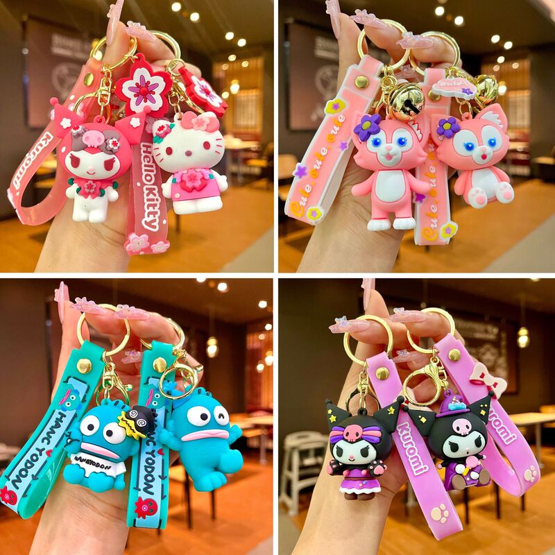Panda Spongebob Baby Doll Keychain Big Ear Dog Cartoon Creative Cute Bag Pendant Car Key Chain