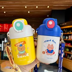 316 Kids Insulated Cup Cute Super Cute High-Quality Straw Water Bottle Small Portable Belted Student Cup