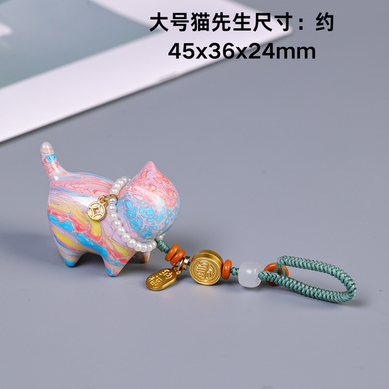天然紫檀木漆猫板ペンダント、パール編み携帯電話チェーン、バッグチャーム、キーホルダー、アクセサリー、中国風飾り|undefined