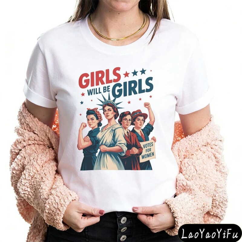 【Cross-Border European Size】Cross-Border European Size Girls' Shirts for Girls, Patriotic Feminists, July 4Th Women's Shirts 【Cross-Border European Size】Cross-Border European Size Girls' Shirts for Girls, Patriotic Feminists, July 4Th Women's Shirts