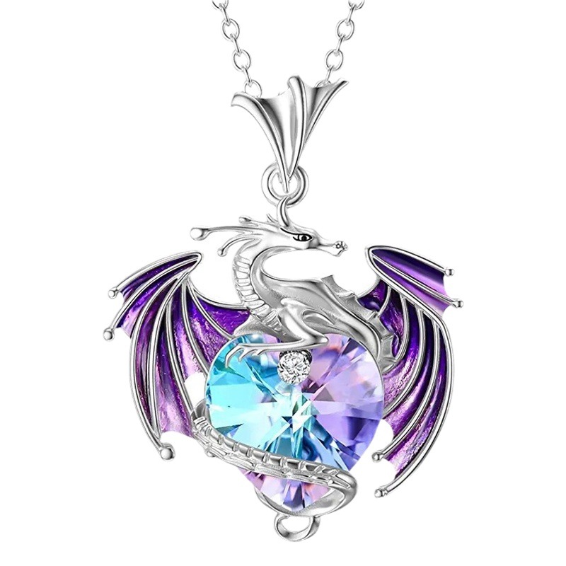 Venta caliente transfronteriza Dragon Ball encanto amor birthstone Flying Dragon colgante anillo multicolor aleación mujer exquisito collar image 1