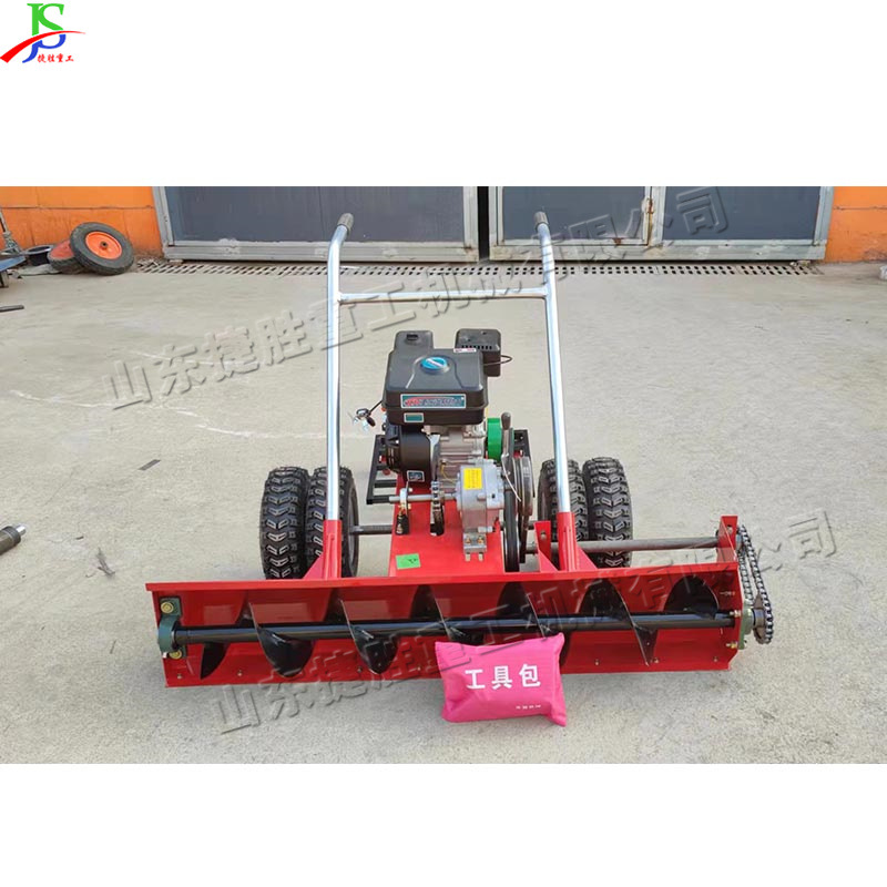 Pequeña gasolina quitanieves invierno ciudad carretera nieve empujador mano empuje cuadrado Parque quitanieves