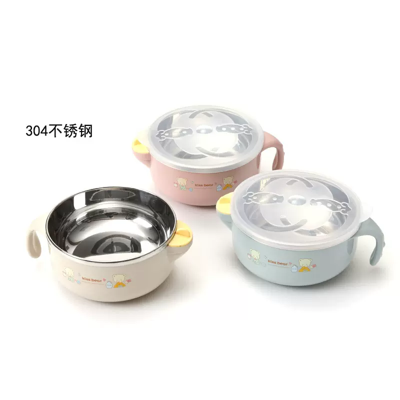 注水保温碗304不锈钢宝宝婴幼儿辅食碗勺套装吃饭碗促销赠品