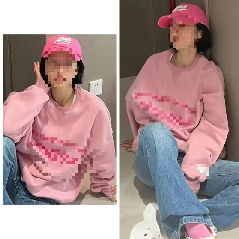 В наличии Zhou Yutong звезда с новым осенним письмом печати свободный розовый головной свитер пальто женский