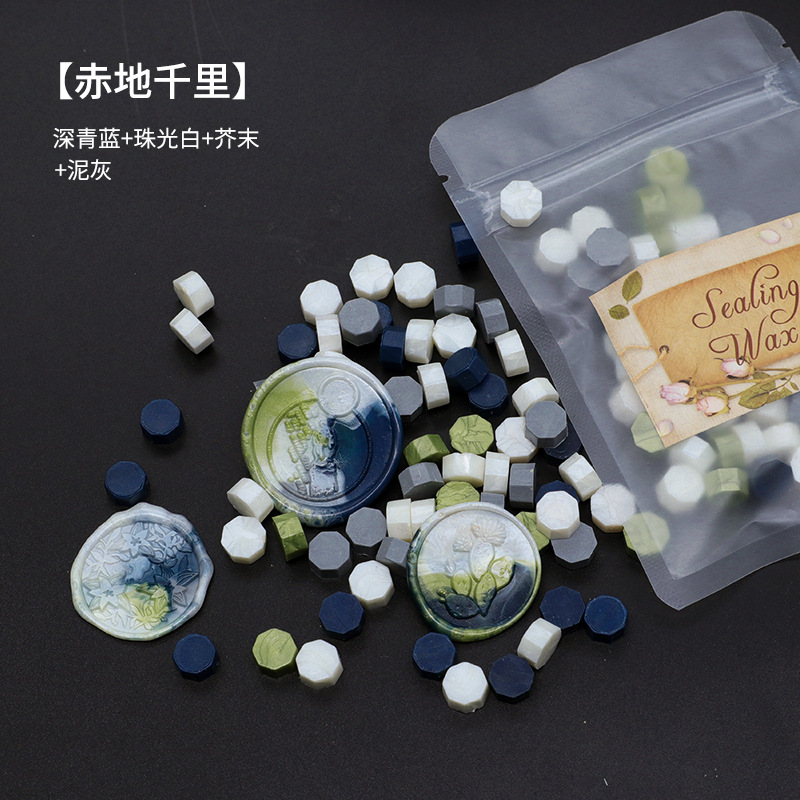 Ocho-lado fuego pintura cera grano mezclado color 35g bolsa de embalaje fuego pintura cera sello al por mayor sobre DIY mano cuenta de sellado Uso de cera