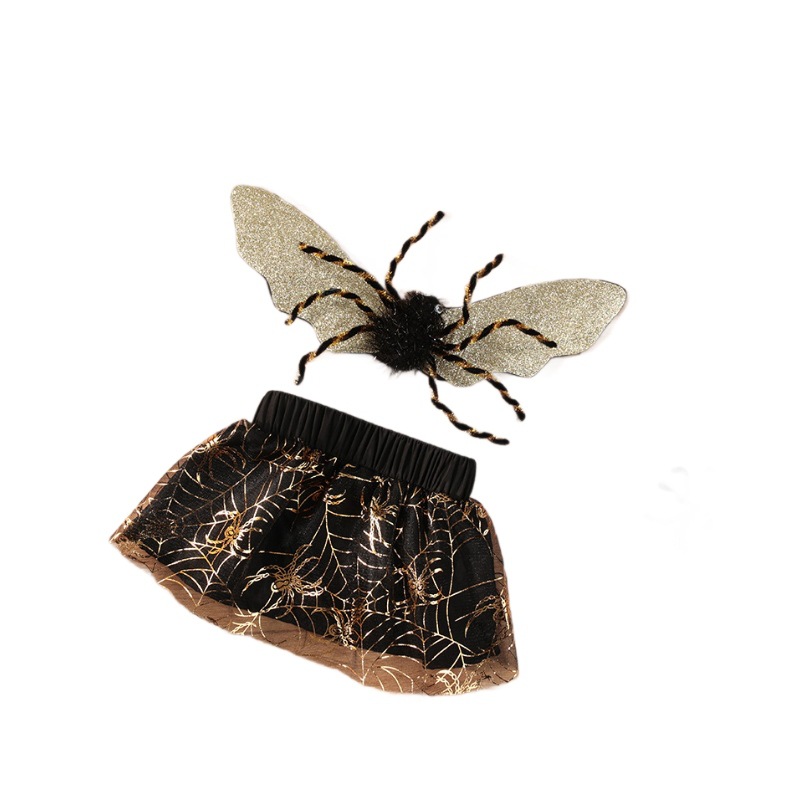 Ropa para mascotas Fiesta de Halloween Traje para perros Falda de araña negra Traje de alas Explosiva transfronteriza al por mayor