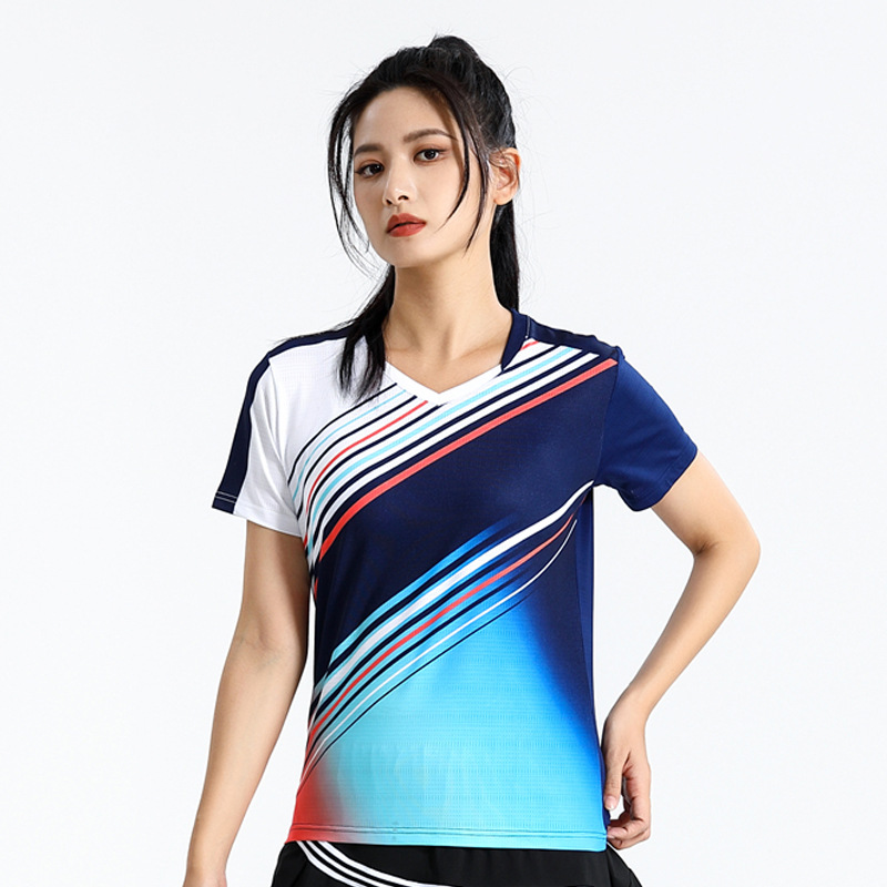 Seco rápido transpirable poliamonio bádminton set hombre y mujer V-cuello chaqueta deportiva para niños logotipo de impresión de adultos