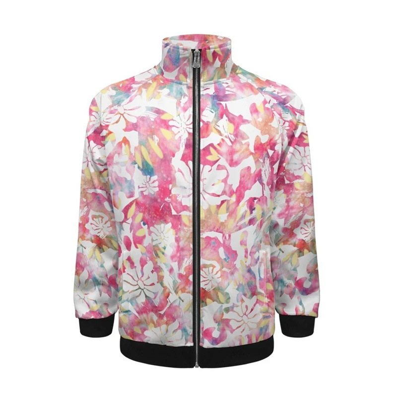 Temperamento colorido impresión digital 3d ventas directas de fábrica comercio exterior versión coreana de la chaqueta de cuello alto con cremallera delgada MF10