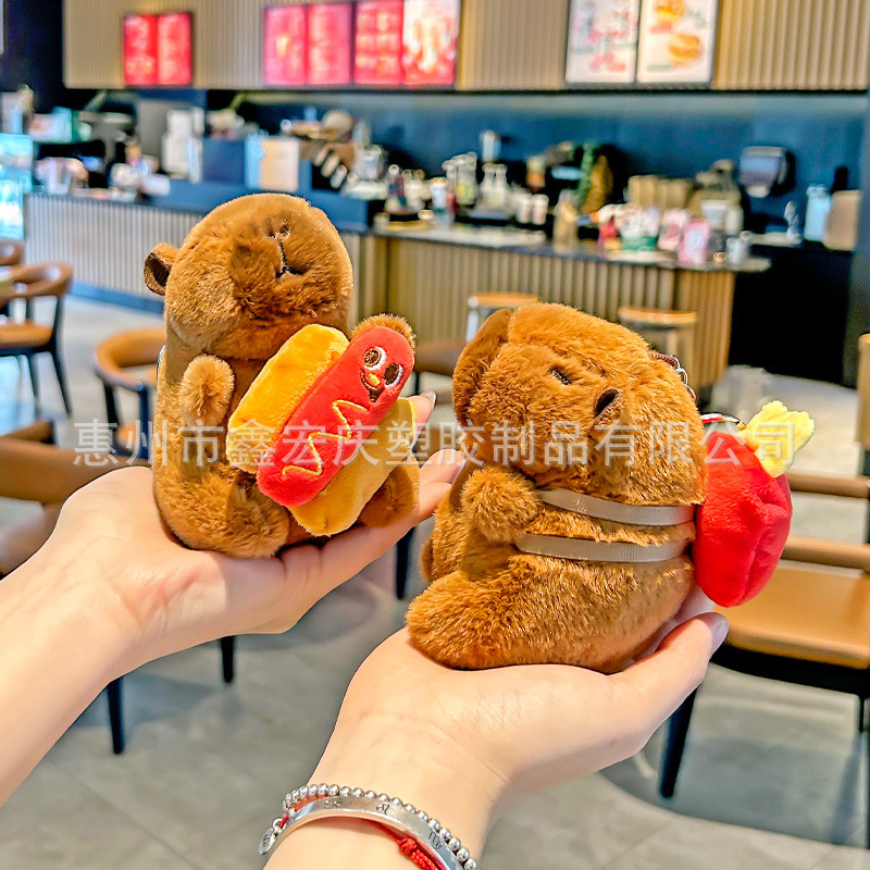 Creative Food Play Capibala Fries Hot Dog Car Keychain Cute School Bag Pendant Gift Couple Hanging Jewelry Creative Food Play Capibala Fries Hot Dog Car Keychain Cute School Bag Pendant Gift Couple Hanging Jewelry