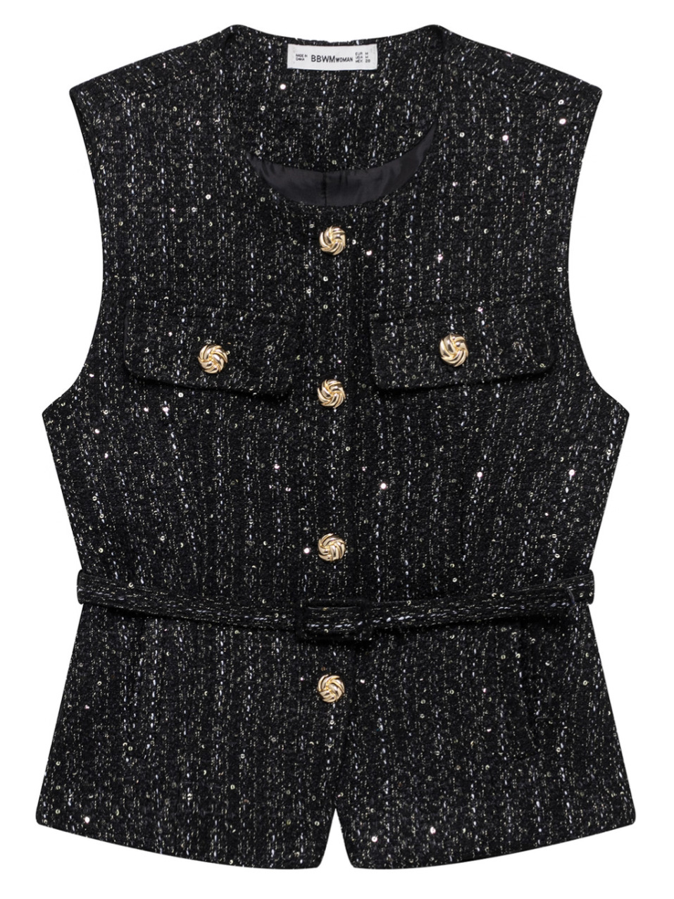 2025 primavera y otoño nuevos productos de ropa de mujer pequeña fragancia con cinturón de línea metálica temperamento chaleco chaleco image 3