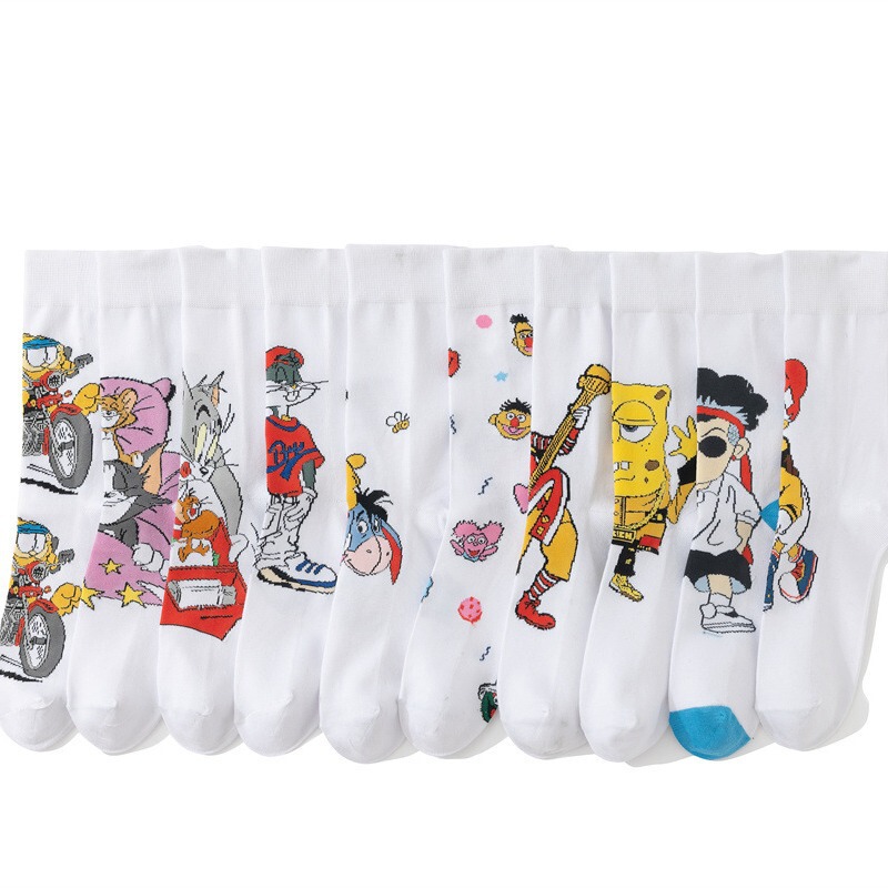 Winnie the Pooh Male Garfield Sponge Baby Cotton Female Cat and Mouse Socks Four Seasons Anime Tide Socks Men Socks Socks