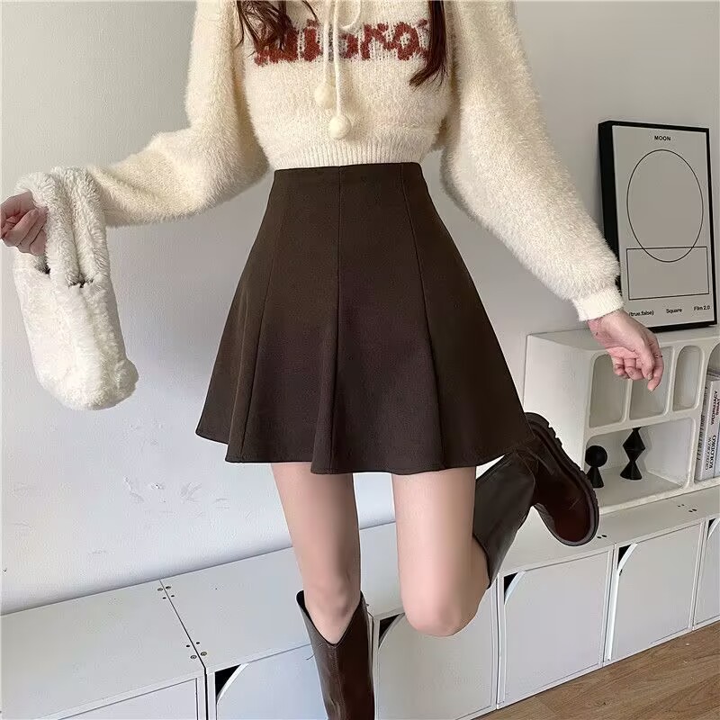 GraceChic GraceChic GraceChic Automne Hiver Grande Taille Épaissie Style Européen Et Américain Demi-Longueur Femmes Petit Laine À Volants Bouffant A-ligne Court_voghion.com