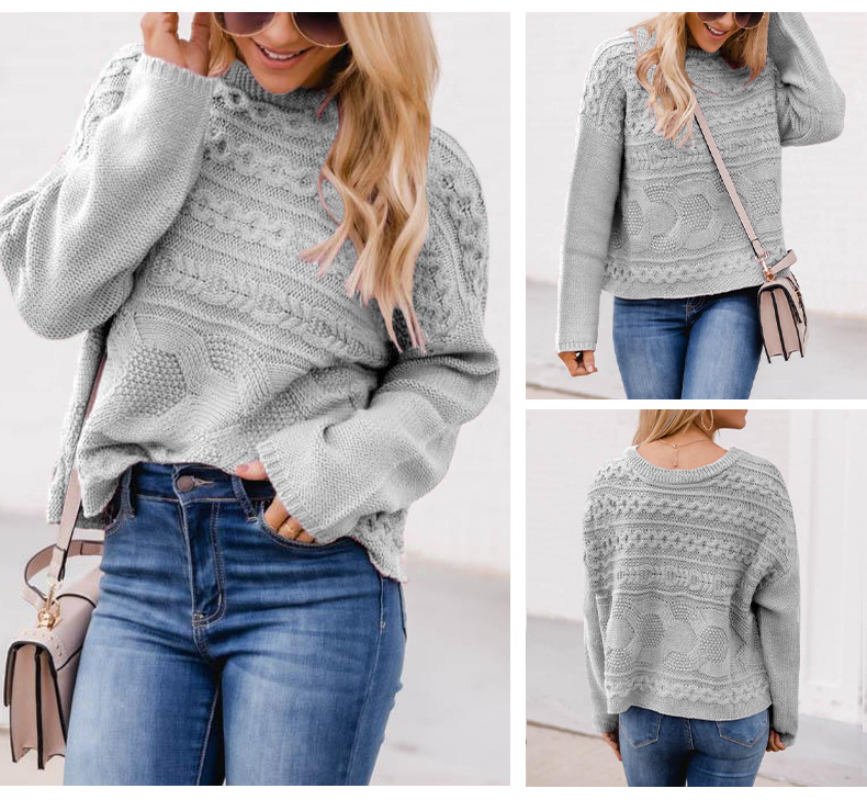 Round Neck Pullover Twist Sweater Wholesale Women Clothing